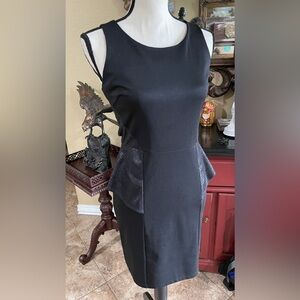 NWT Rhyme black faux leather peplum midi dress size‎ small